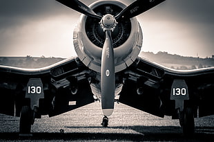 grey and black airplane, World War II, Corsair, Vought, F4