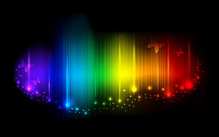 red, green, and yellow multicolored sound wave art HD wallpaper