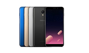 five assorted-color Meizu Android smartphones