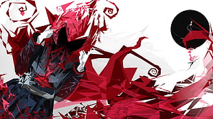 red, white, and black abstract painting, ruby, abstract, DeviantArt, RWBY