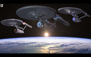 Star Trek movie still, Star Trek, USS Enterprise (spaceship), space, Earth HD wallpaper