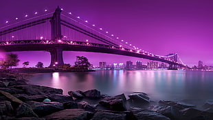 Brooklyn Bridge, New York, cityscape, bridge