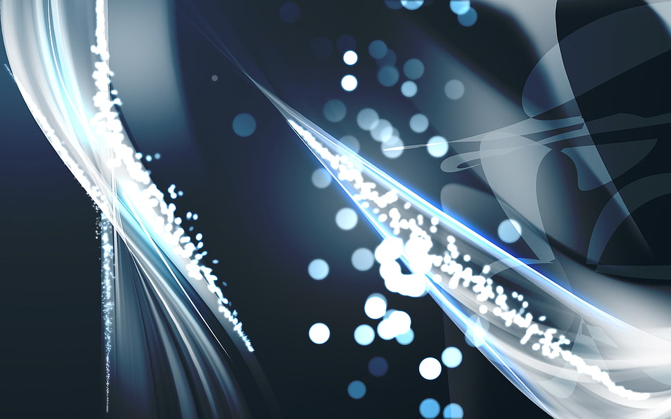 white, black and blue abstract illustration HD wallpaper