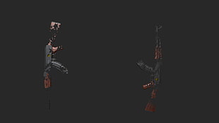 two brown-and-black assault rifles, 3D, weapon HD wallpaper