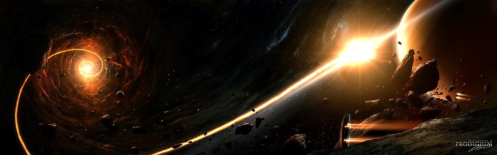 video game wallpaper, space, planet, asteroid, spaceship HD wallpaper