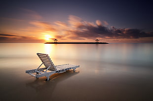 white wooden lounge chair, Indonesia, beach, Bali, village