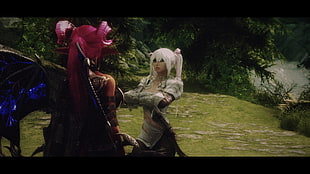 two woman game avatars screengrab, sword, women, horns, The Elder Scrolls V: Skyrim