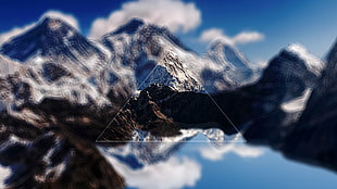 white mountains digital wallpaper, landscape, digital art, triangle, Mount Everest
