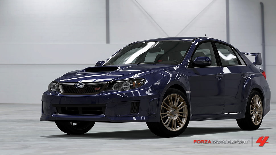 blue sedan, car, rally cars, Subaru Impreza , Forza Motorsport HD wallpaper