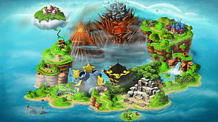 green and brown island map, Super Mario, video games, Club Nintendo HD wallpaper