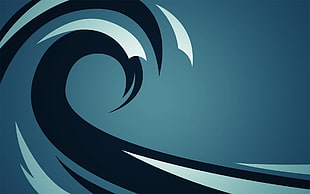 black and white wooden wall decor, artwork, digital art, waves, abstract