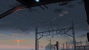 black metal utility post, 5 Centimeters Per Second, anime, Makoto Shinkai 