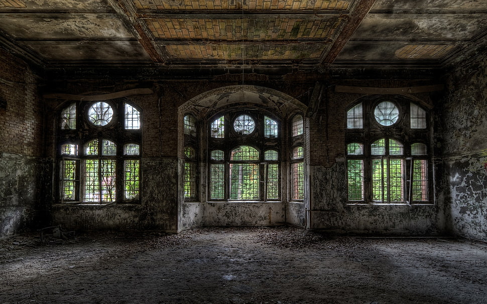 gray concrete wall, urbex, HDR, abandoned, window HD wallpaper