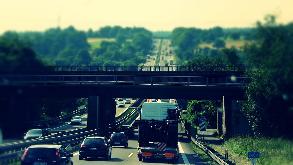 selective focus photography of highway HD wallpaper