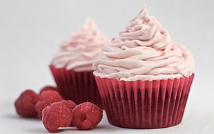 two raspberry cupcakes HD wallpaper
