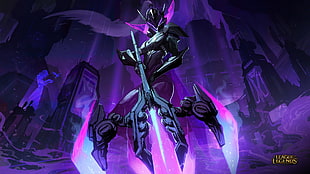 League of Legends Project Skin graphic wallpaper, League of Legends, Vayne (League of Legends), weapon, watermarked