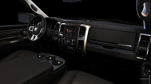 black and gray car interior, Dodge RAM, Dodge, car, car interior