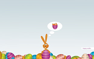 rabbit with easter eggs HD wallpaper