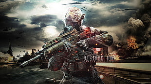 Destruction game poster, war, digital art