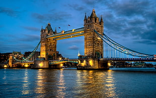 Tower Bridge, London, England, landscape, architecture, nature