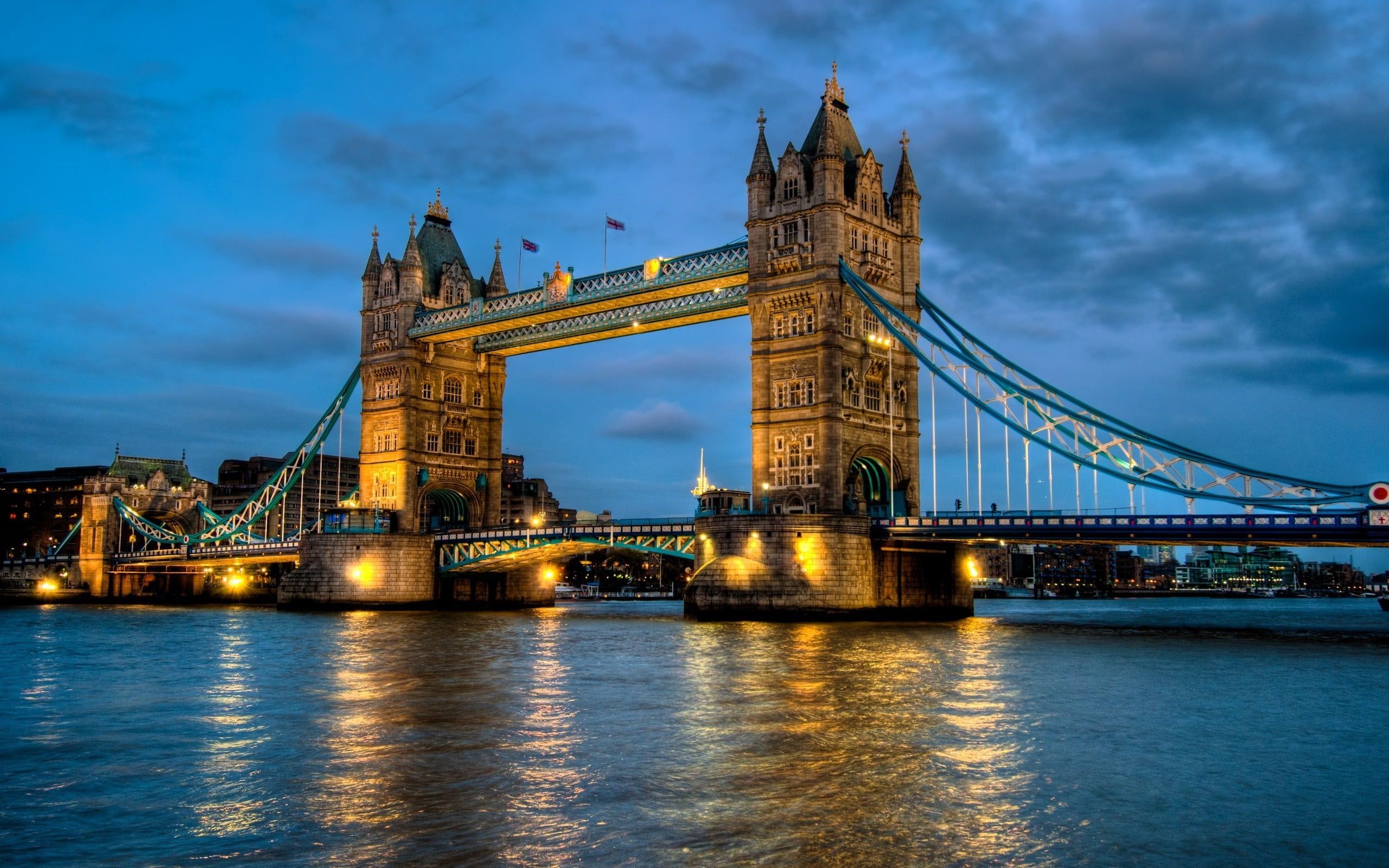 Tower Bridge, London, England, landscape, architecture, nature