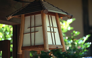 white and brown wooden latern, lantern, wood, Chinese