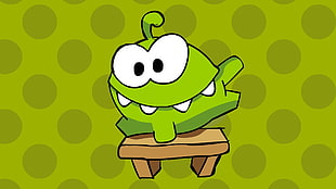 green and white illustration, Cut the rope, video games