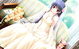 anime in wedding gown costume HD wallpaper