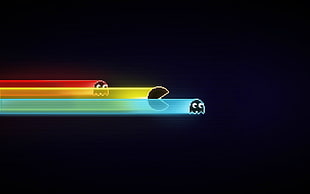 Pacman illustration, video games, Pac-Man , mash-ups, Tron
