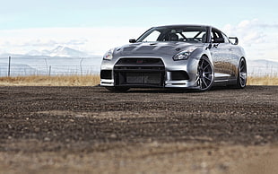 silver coupe, Nissan GT-R, car, silver cars