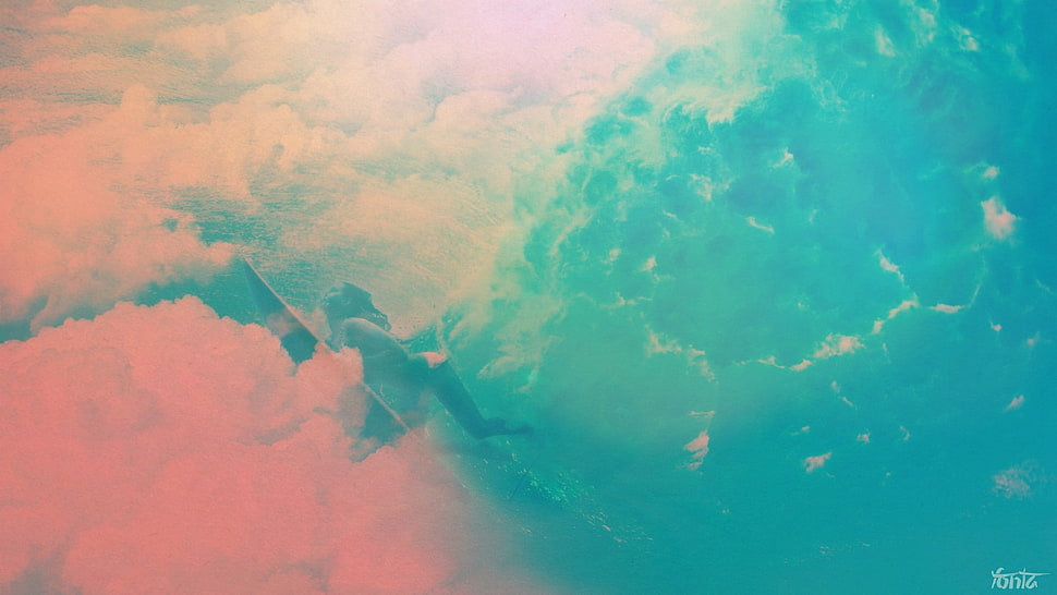 multicolored abstract painting, surfers, artwork HD wallpaper