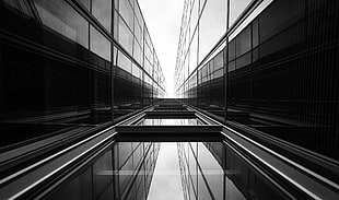 grayscale photography of highrise building