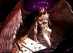 female angel illustration, angel, wings, Magic: The Gathering