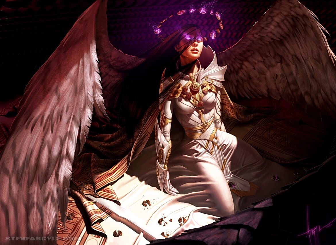 female angel illustration, angel, wings, Magic: The Gathering HD wallpaper.
