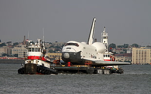 space shuttle on barge HD wallpaper