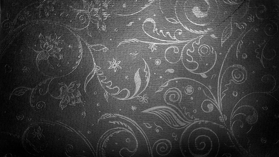 gray and black floral wallpaper HD wallpaper