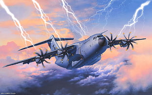gray Airbus A400m illustration, Airbus A400M Atlas HD wallpaper