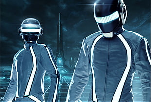 gray-and-white zip-up jackets, Daft Punk, Tron, movies
