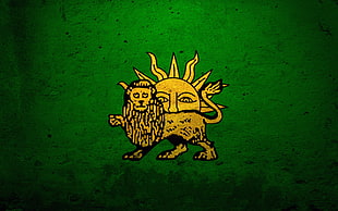 illustration of yellow lion and sun