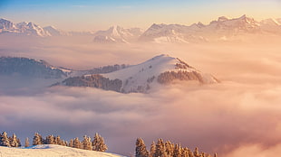 snow-coated mountains, nature, landscape