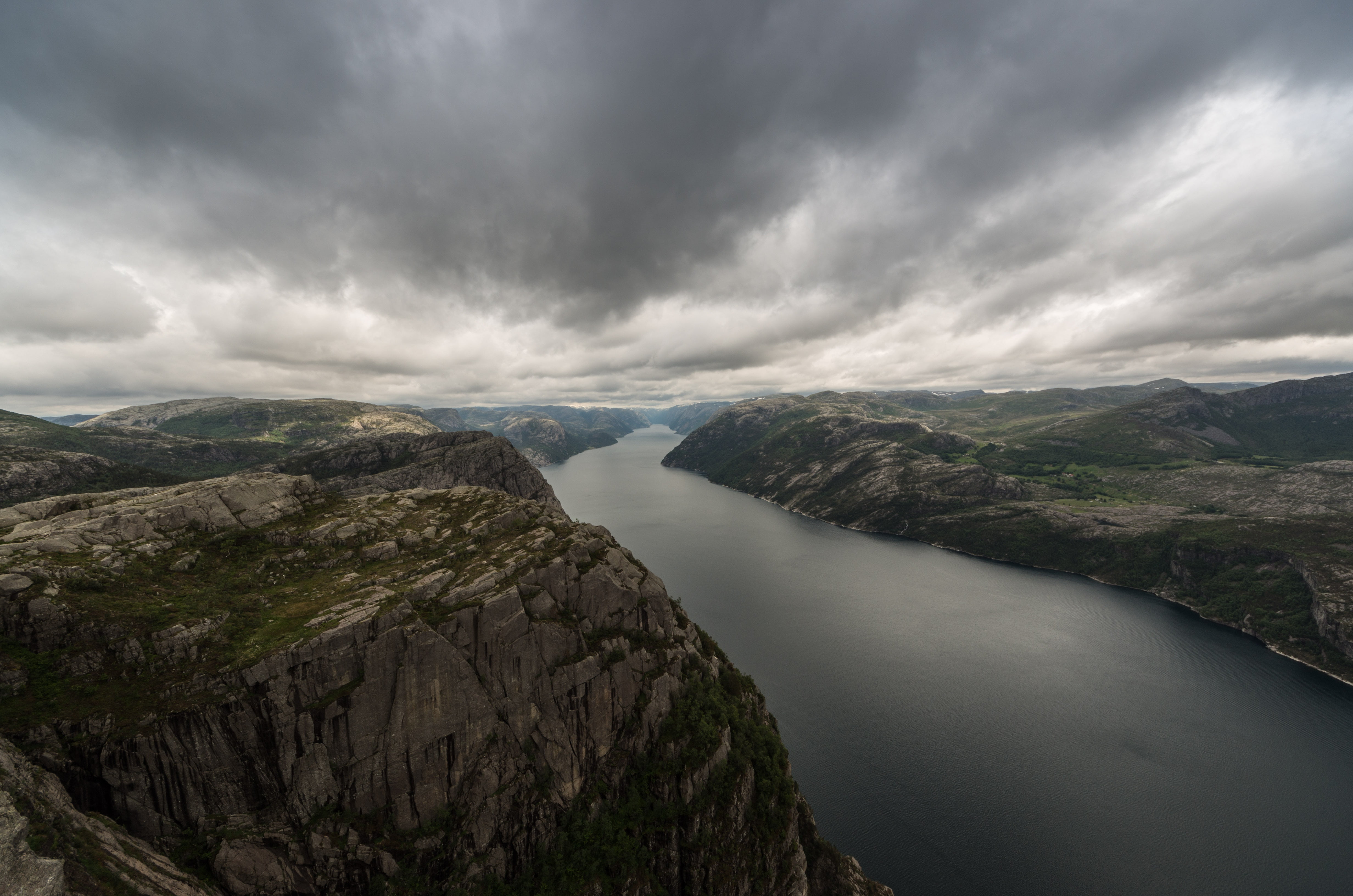 top view of a mountain under the cloudy sky