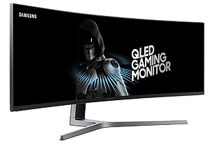 gray Samsung QLED gaming monitor
