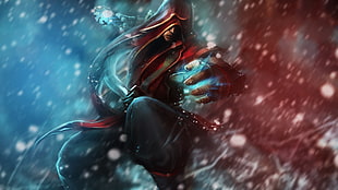 man in red hood game character poster screenshot HD wallpaper