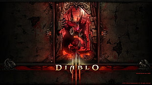 red and black floral print wooden cabinet, Diablo III