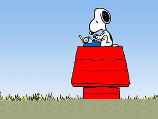 Snoopy on red house illustration, Snoopy, Peanuts (comic)