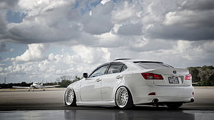 white sedan, Lexus