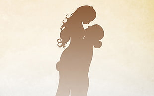 shadow of man carrying woman illustration HD wallpaper