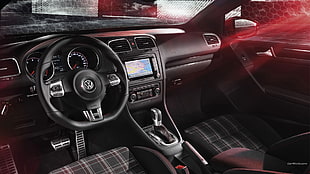 black Volkswagen vehicle interior, car, VW Golf GTI, Volkswagen