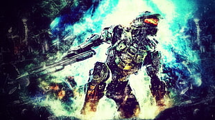 man in grey suit digital wallpaper, Halo 4, Master Chief, video games
