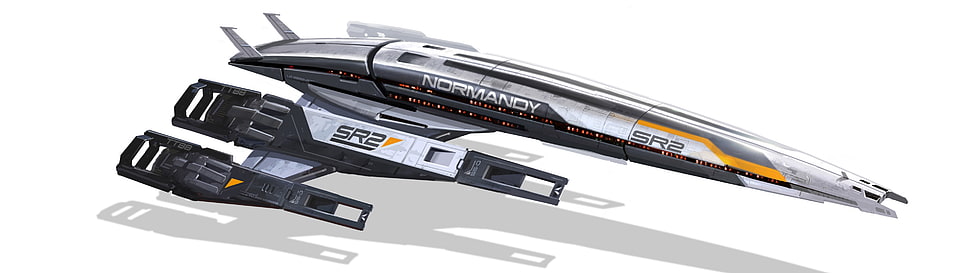 black and gray Normandy SR2 plane toy HD wallpaper